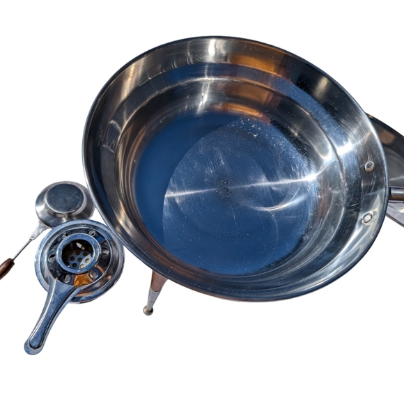 FONDUE POT Retro 1970 Stainless Steel Large Vintage Party Bowl - Picture 7 of 8